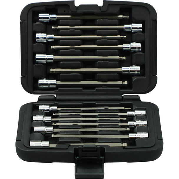 15 PC. MASTER 6'' LONG BALL HEX DRIVER SET - 3/8'' DR. BMC + ELITE SLEEVE BHXLM100