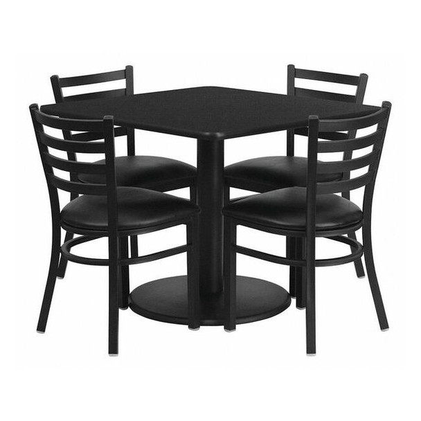 Square Laminate Table, 36" W, 36" L, 30" H, Laminate Top, Wood Grain