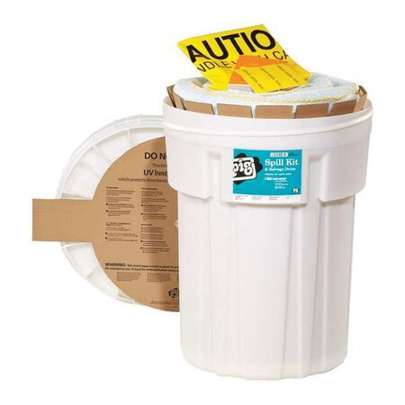 Spill Kit, 21 gal Volume Absorbed per Kit, 30 gal Capacity, Drum, White, 46