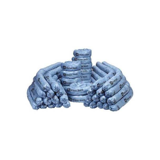 Pig Sorbent Sock, 70 gal, 3 in x 4 ft, Water, Blue, 40 PK WTR018
