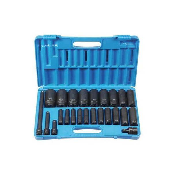 Grey Pneumatic 1/2" Drive Socket Set, 24 pcs 1324D
