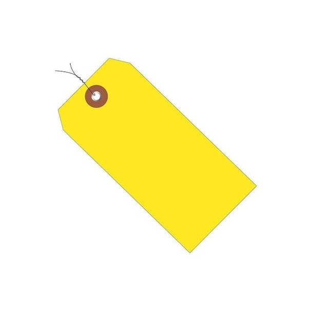 Plastic Shipping Tags, Pre-Wired, 4 3/4" x 2 3/8", Yellow, PK100