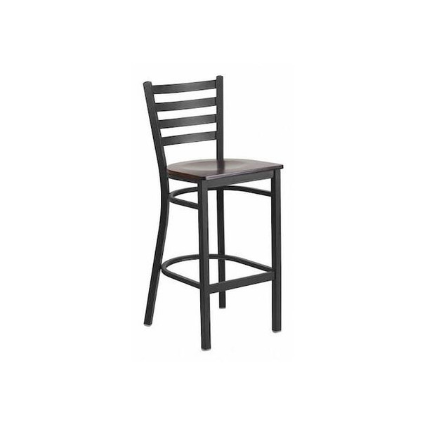 Flash Furniture Restaurant Stool,Ladder Back,Wal Seat XU-DG697BLAD-BAR-WALW-GG