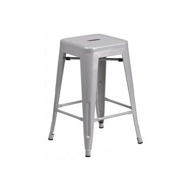 Flash Furniture 24" High Backless Silver Counter Height Stool CH-31320-24-SIL-GG