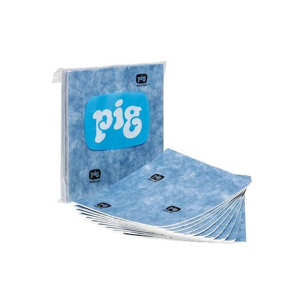 Pig Sorbent Pad, 22 gal, 15 in x 19 in, Water, Blue, Polypropylene WTR021