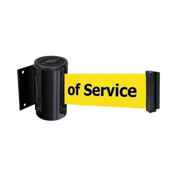 Retractable Belt Barrier, 7 1/2 ft Length, Out of Service, Black