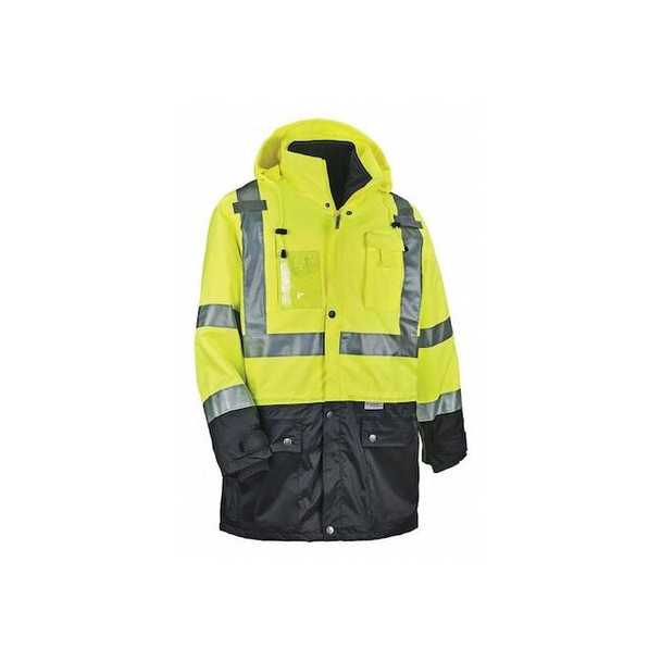 Ergodyne Hi-Vis Thermal Jacket Kit, 300D Oxford Polyester, Hi-Viz Lime, 3XL 8388