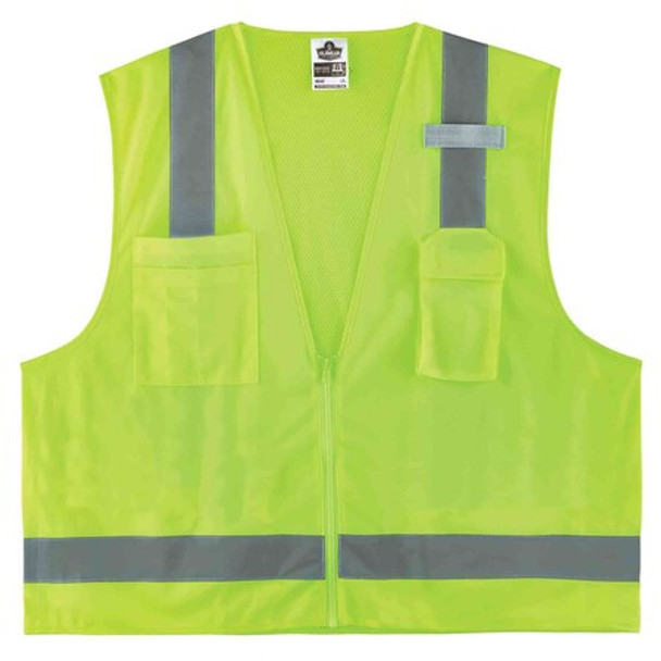 Ergodyne Economy Surveyors Vest,Lime,L/XL 8249Z