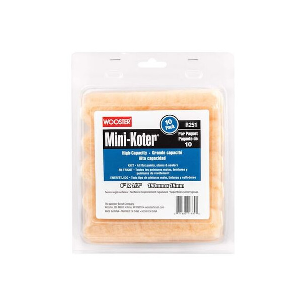 Wooster Paint Roller Cover,1/4" dia. Core,PK10 R151-6