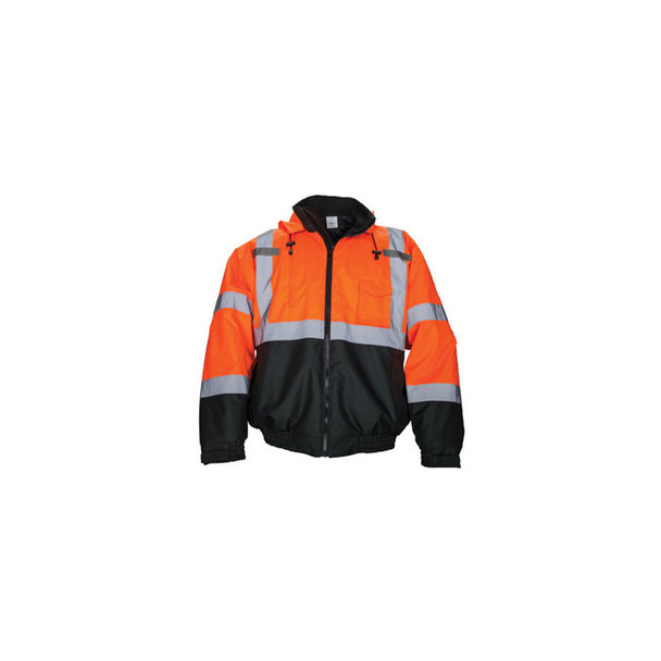Hi-Viz Class 3 Hooded Bomber Jacket, Orange, XL 692-1510