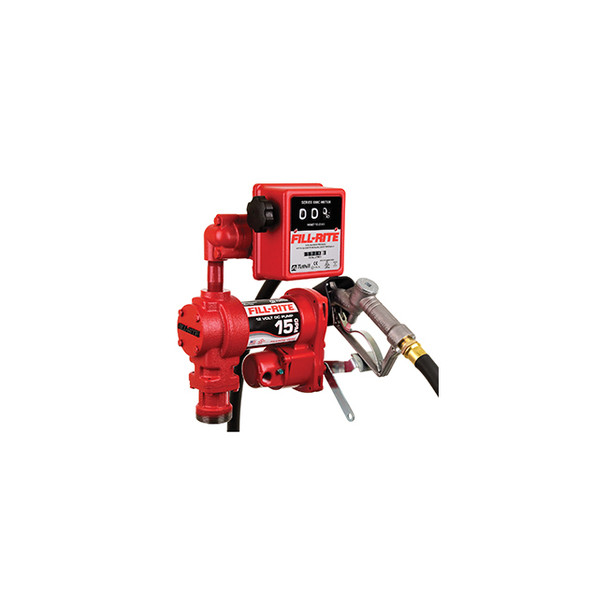 12 Volt DC 15 GPM (57 LPM) Pump with Liter Meter, Hose and Manual Nozzle FR1211HL