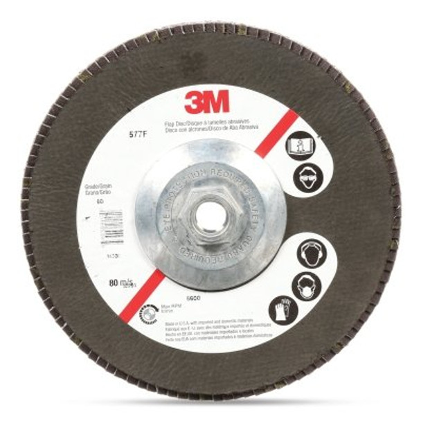 Flap Disc 577F, 4-1/2 in dia, 40 grit, 5/8 in-11 arbor, 13300 RPM