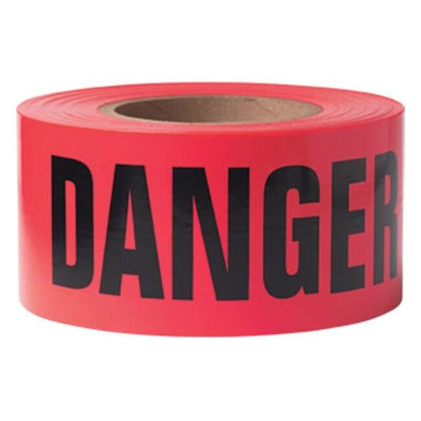 Presco Barricade Tape, 3 mil, "Danger", Red, 8/Case