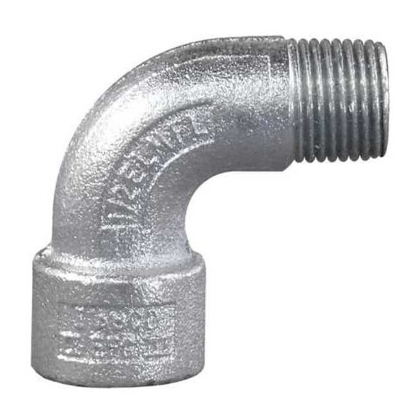 IMC 90 Deg Elbow, 1/2 in, Threaded, Iron, Electro Zinc Plated, Silver