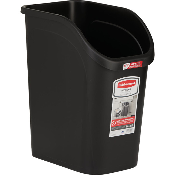 Rubbermaid 9.4 Gal. Black Undercounter Wastebasket 2111429