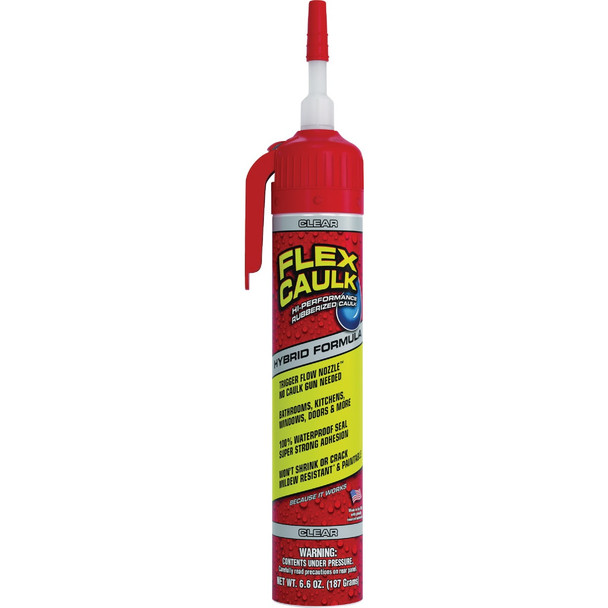 Flex Caulk 6.75 Oz. Clear Hybrid Caulk Cartridge With Adjustable Nozzle
