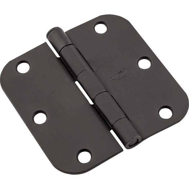 National Hardware 3-1/2 In. Black Door Hinge with 5/8 In. Radius N830-428