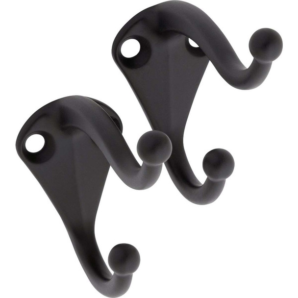 National Hardware Matte Black Coat Hook (2-Pack Bagged) N830-599