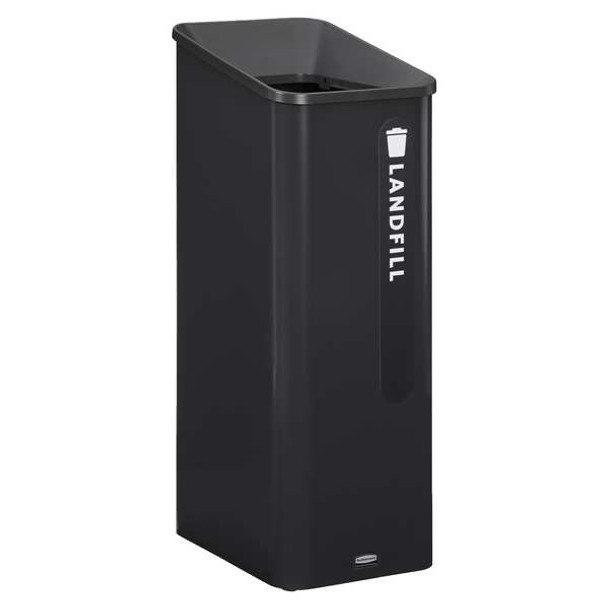 15 gal Square Recycling Can, Flat with Top Opening, Blue/Satin Alum, 1 Openings