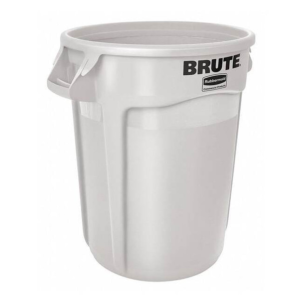 BRUTE 32 gal Round Heavy Duty Plastic Can, White, None, Plastic, Not Applicable