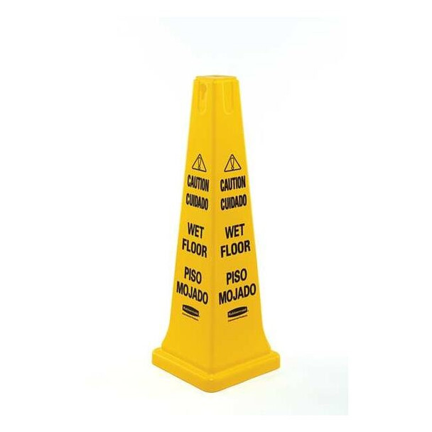 Safety Cone, 36 in Height, 12 1/4 in Width, HDPE, Cone, English, French, Spanish