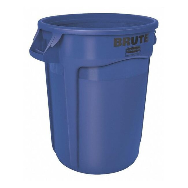 BRUTE 20 gal Round Heavy Duty Plastic Can, Blue, None, Plastic, Not Applicable