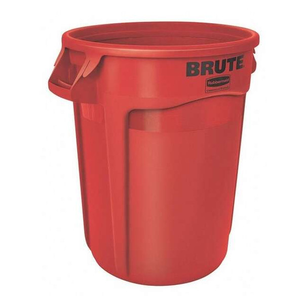 BRUTE 20 gal Round Heavy Duty Plastic Can, Red, None, Plastic, Not Applicable