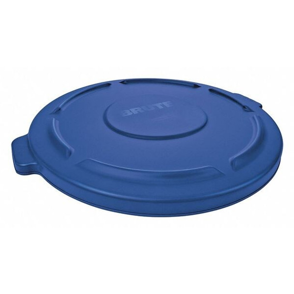 BRUTE(R) 55 gal Trash Can Lid, Flat Blue, Resin, 0 Openings 26 3/4 in W/Dia