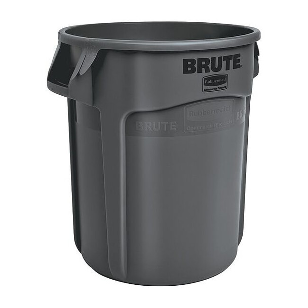 BRUTE 10 gal Round Heavy Duty Plastic Can, Black, None, Plastic, Not Applicable