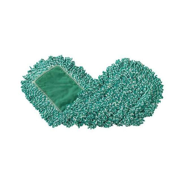 24 in L Dust Mop, Slide On Connection, Looped-End, Green, Microfiber