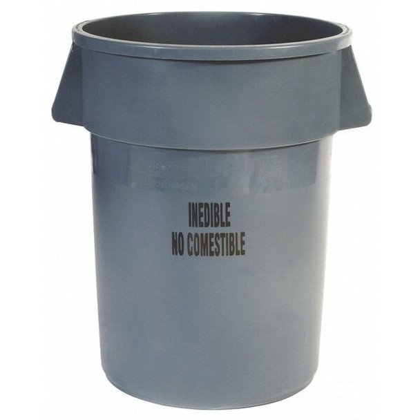 BRUTE 44 gal Round Heavy Duty Plastic Can, Gray, None, Plastic, Not Applicable