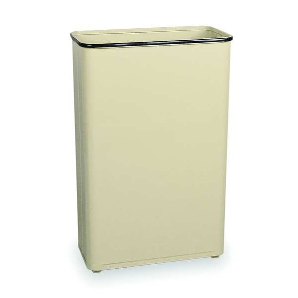 24 gal Rectangular Indoor Metal Can, Almond, None, Steel, 21 in