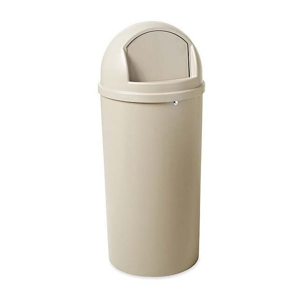 Marshal 15 gal Round Indoor Plastic Can, Beige, None, Plastic, Not Applicable