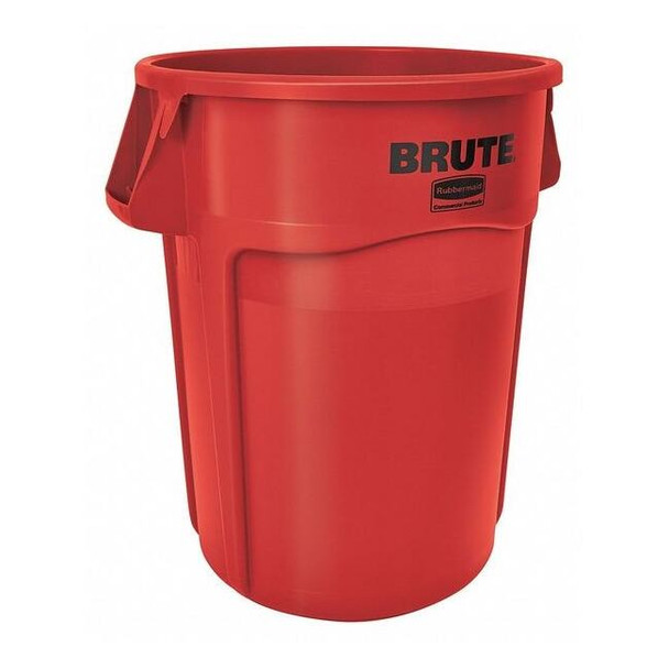 BRUTE 44 gal Round Heavy Duty Plastic Can, Red, None, Plastic, Not Applicable