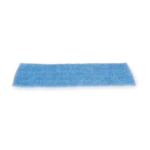 18 in L Flat Mop Pad, 0.75 oz Dry Wt, Hook-and-Loop Connection, Blue, Microfiber