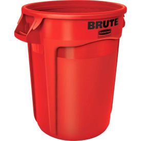 Rubbermaid Brute 2632 Trash Container w/Venting Channels 32 Gallon - Red