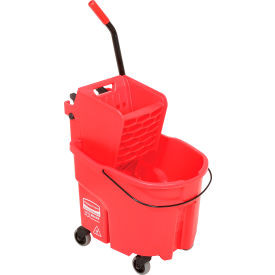 Rubbermaid WaveBrake 2.0 Side Press Mop Bucket & Wringer Combo 26-35 Qt. - Red