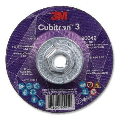 Cubitron™ 3 Cut-Off Wheel, 4-1/2 in dia x 0.09 in Thick x 5/8 in-11 Arbor, 36+ Grit, T27