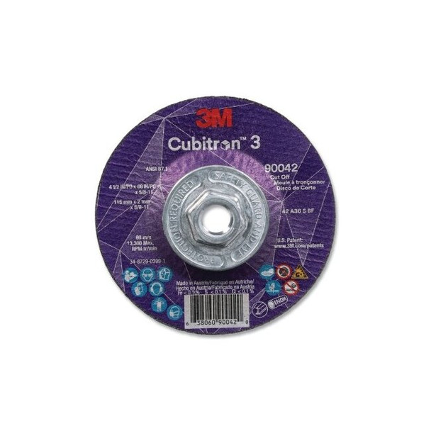 Cubitron™ 3 Cut-Off Wheel, 4-1/2 in dia x 0.09 in Thick x 5/8 in-11 Arbor, 36+ Grit, T27