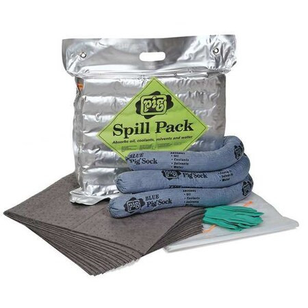 Pig Spill Kit, 4 gal Volume Absorbed per Kit, Bag, Silver, 25 KIT261