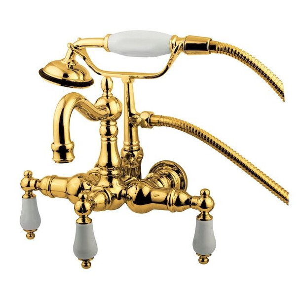 Wall-Mount Clawfoot Tub Faucet, Polished Brass, Tub Wall Mount