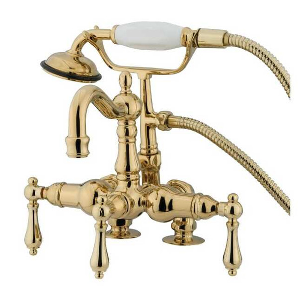 Deck-Mount Clawfoot Tub Faucet, Polished Brass, Deck Mount