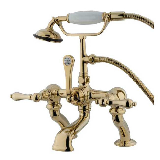 Deck-Mount Clawfoot Tub Faucet, Polished Brass, Deck Mount