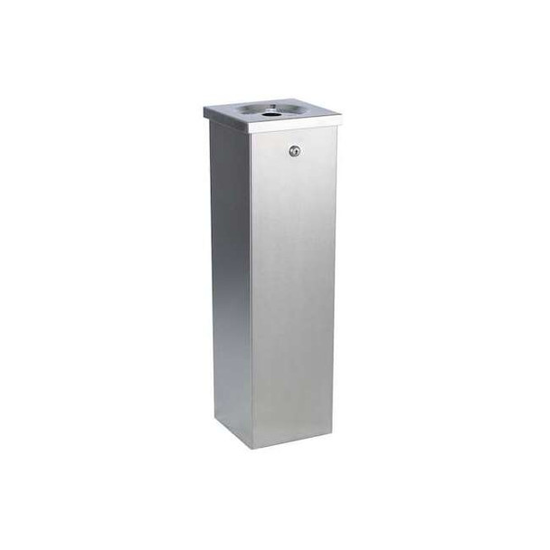No Butts Bin Co Cigarette Receptacle,1-3/4 gal.,Silver FLT01