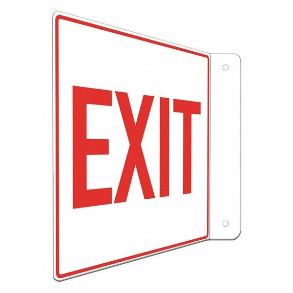 Lyle Exit Sign, Recycled Aluminum, 8" W, 8" H, Exit, White LCFL-0001-RA_8x8