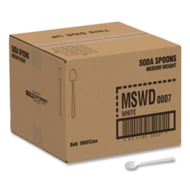 SOLO® Specialty Cutlery, Soda Spoon, Plastic, White, 1,000/Carton MSWD-0007