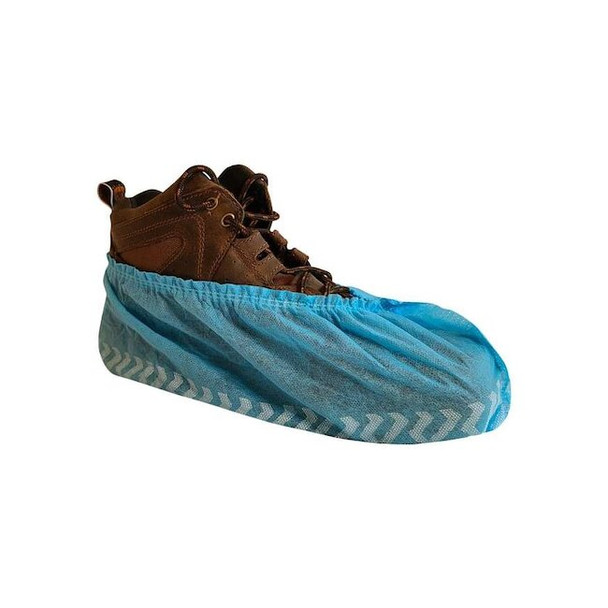 Disposable Shoe Covers, Polypropylene, Blue, Slip Resistant Sole: Yes ,XL