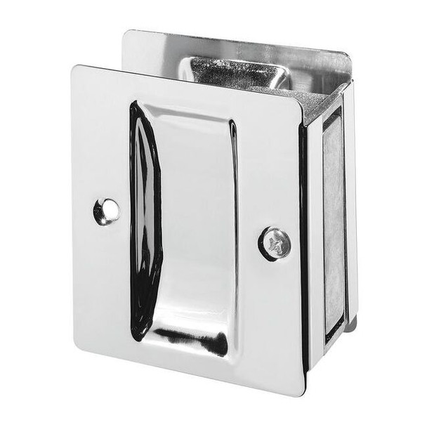 Rockwood Pocket Door Pull Handle, Satin Chrome, Clips/Fasteners 890.26D