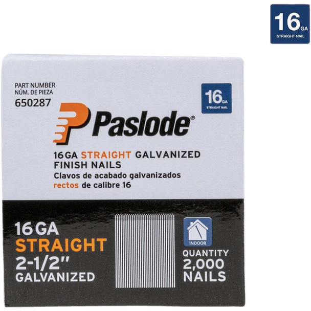 Paslode 2-1/2 In. 16 ga Galvanized Straight Finish Nails (2000 Ct.) 650287