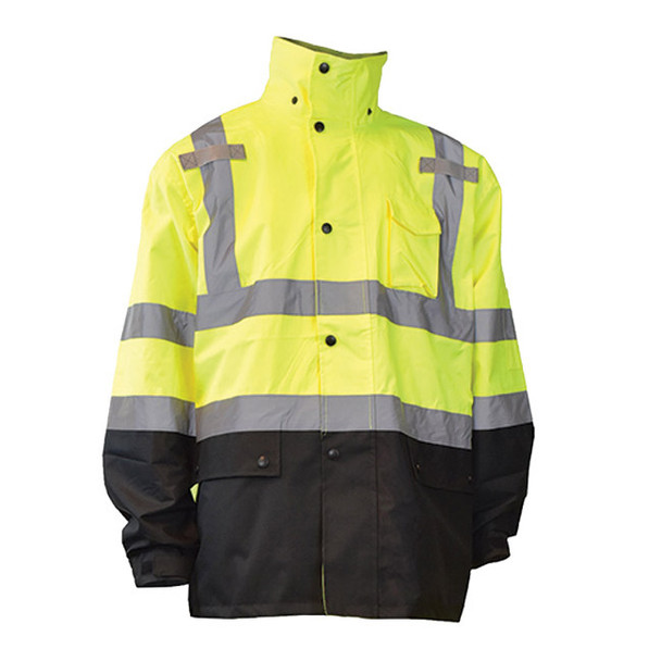 Radians® RW30 General Purpose Rain Jacket, Large, Hi-Vis Green, 1/Each